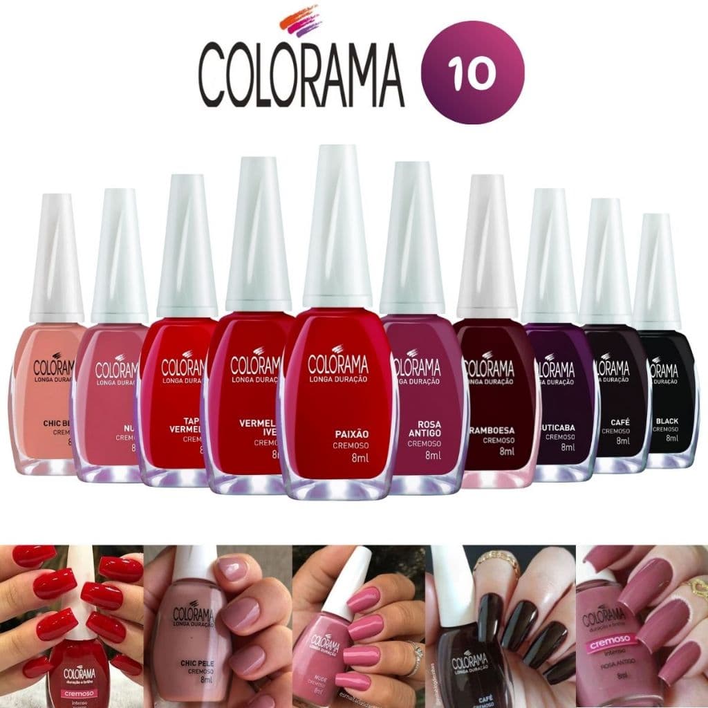 Colorama: Kit com 10 Esmaltes em Tons Vermelhos e Escuros