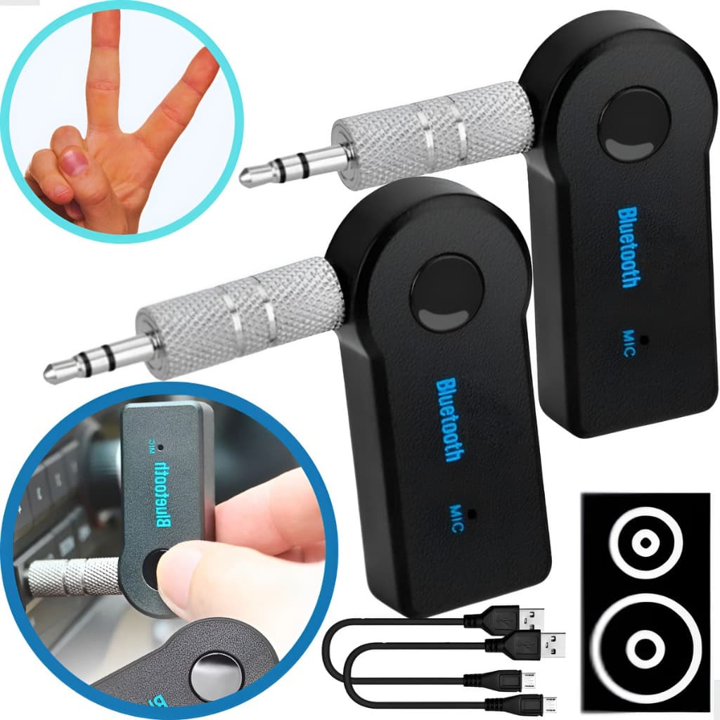 2x Receptor Bluetooth P2 Adaptador Áudio Carro Sem Usb Som Transmite Bluetooth Entrada P2 Som Antigo