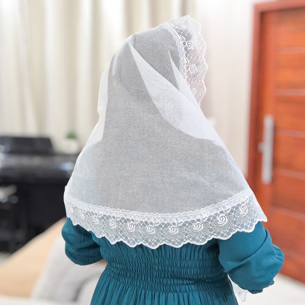 Véu Ccb Congregação Cristã Renda Organza Floral Adulto (mod. Dalva)