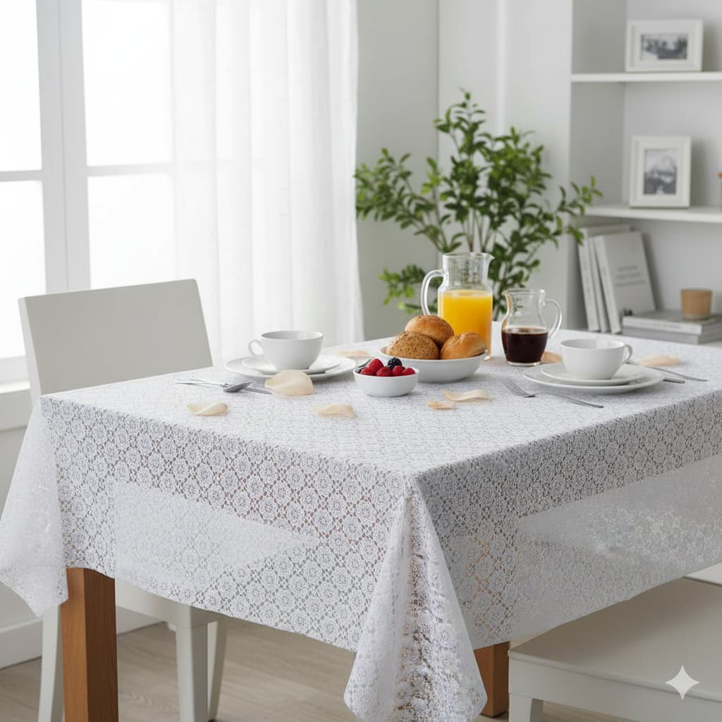 Toalha de Mesa Plástica Coleção Rendeiras Estilo Charme Praticidade