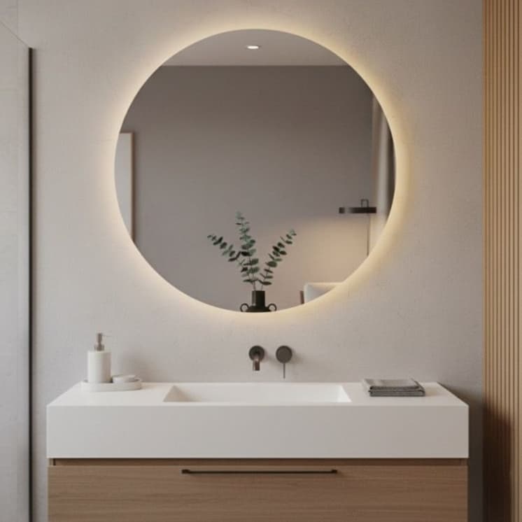Espelho Decorativo com LED 60cm Redondo Moderno e Ideal para Banheiro Sala e Escritório