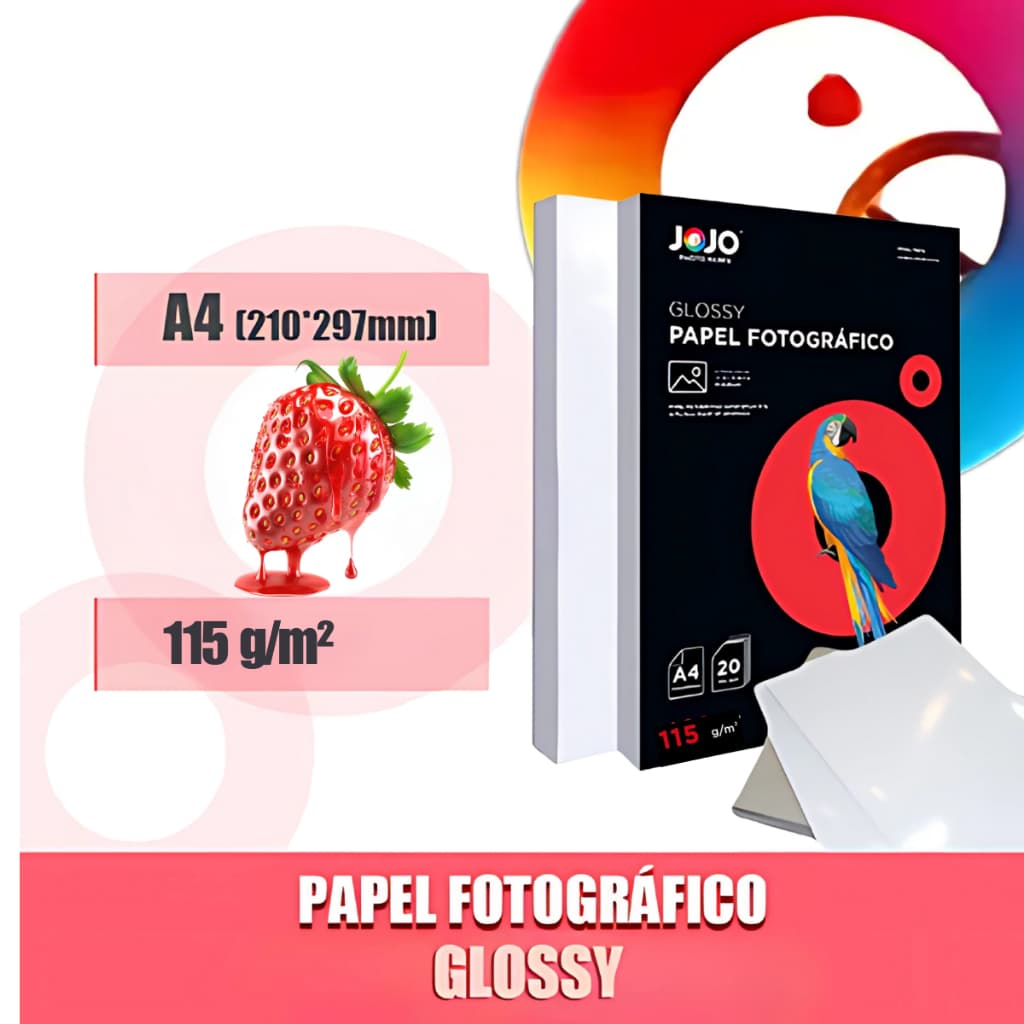 Papel Fotográfico 115g Glossy Brilhante A4 Premium A prova d'água para Jato de Tinta