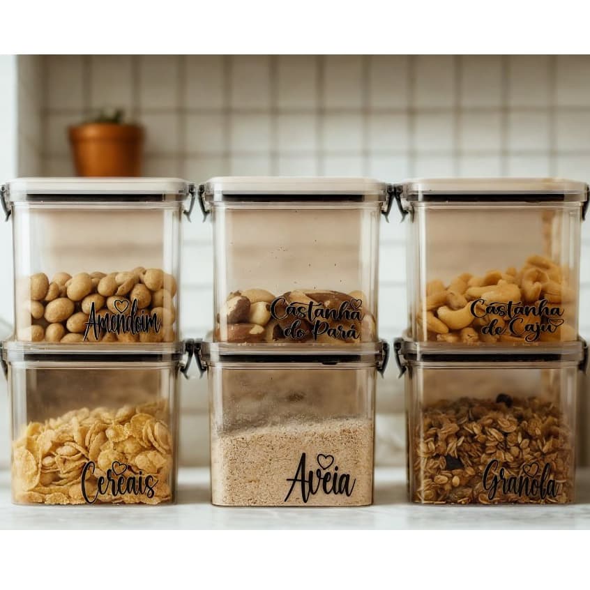 Kit Potes Herméticos 800 ml  | Porta Alimentos Secos e Mantimentos | Organização Cozinha e Despenser