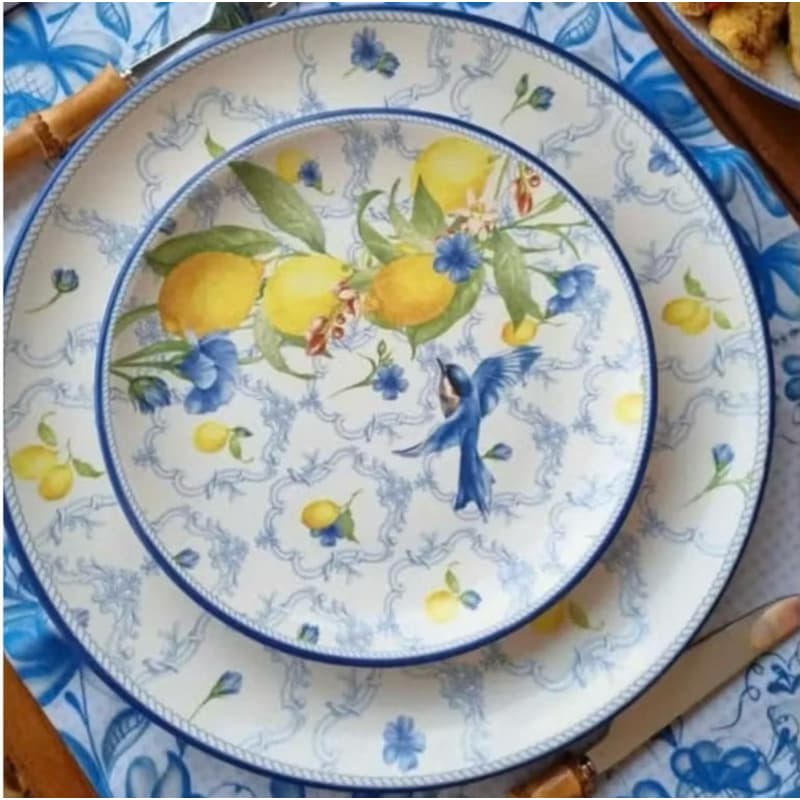 Prato Raso ,Fundo,Sobremesa, Xícara  ,Cerâmica Alleanza Coleção Limone Limão Siciliano