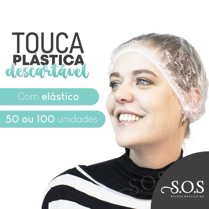 Touca Plástica Descartável Multiuso  Banho Hidratação Progressiva Tintura Tamanho Único Com 100 Unidades