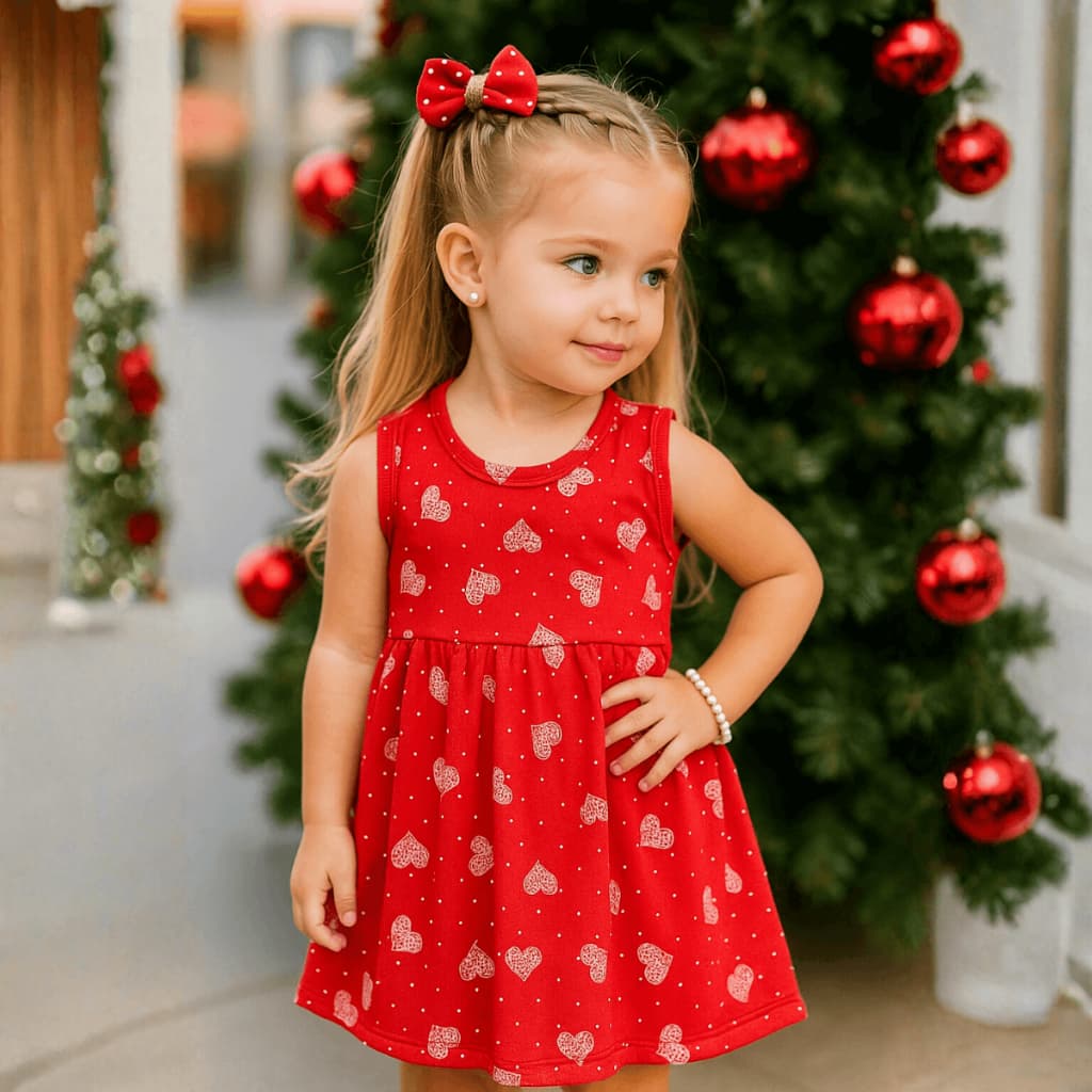 Vestido Vermelho Infantil | Vestido Infantil para o Natal do Tamanho 01 ao 10 Anos
