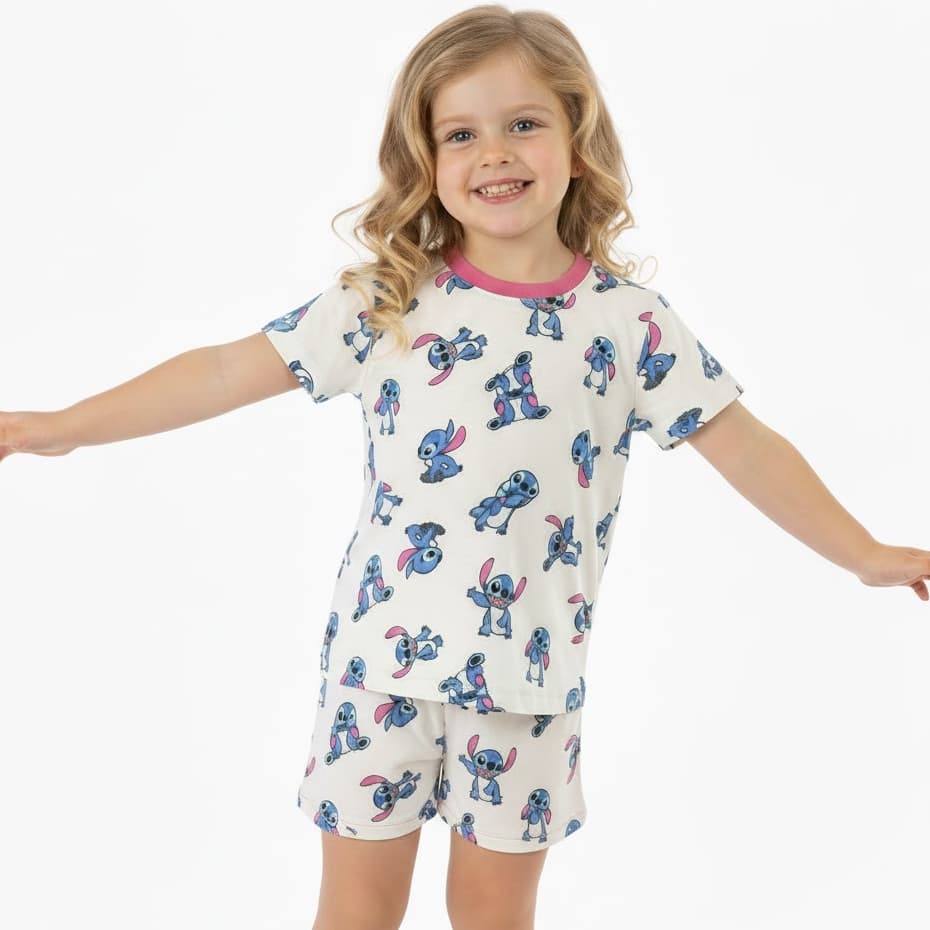 Pijama Infantil Estampa Personagens Feminino Masculino Verão/Primavera 100% Algodão 2 AO 8