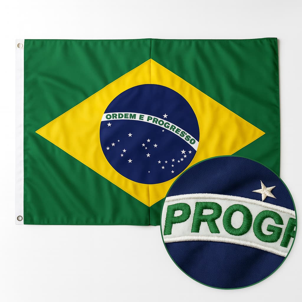 Bandeira do Brasil Bordada 2 Lados 90x150cm