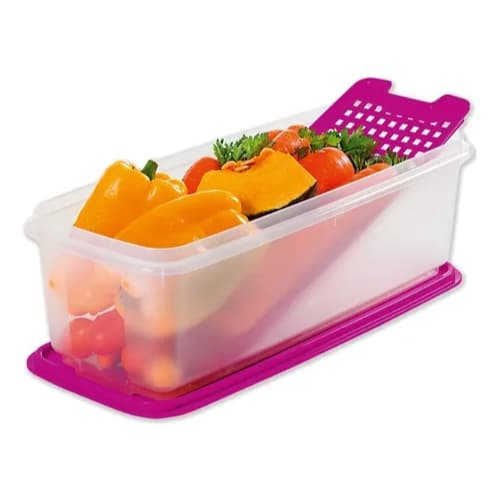 Tupperware Super Caixa 4,3 Litros Tampa Rosa Fuchsia Kiss Geladeira Com Grade