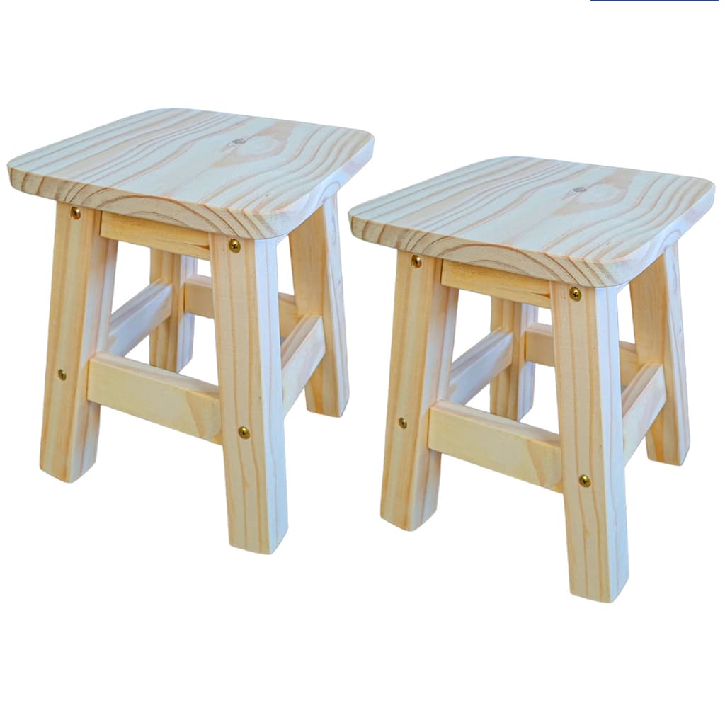 Banqueta 30cm Madeira Pinus Acabamento Natural Rústico Resistente Banquinho Multiuso Cozinha Decoração Criança