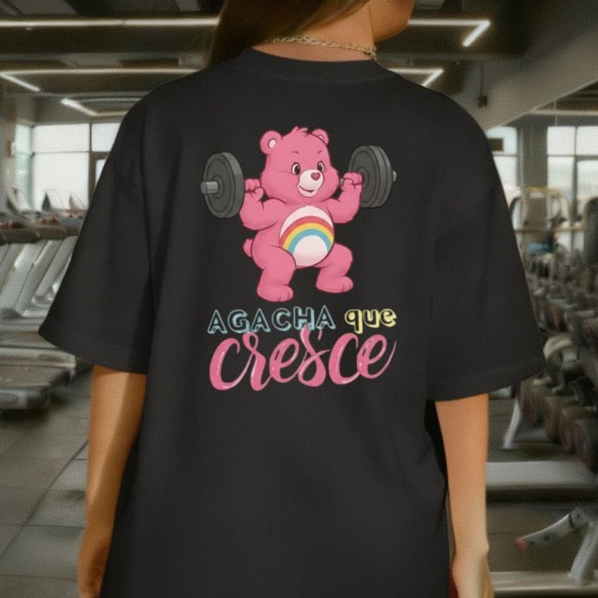 Camiseta Tshirt Oversized 100%Algodão  Feminina Gym Treino Academia Fitness Musculação blusas ursos