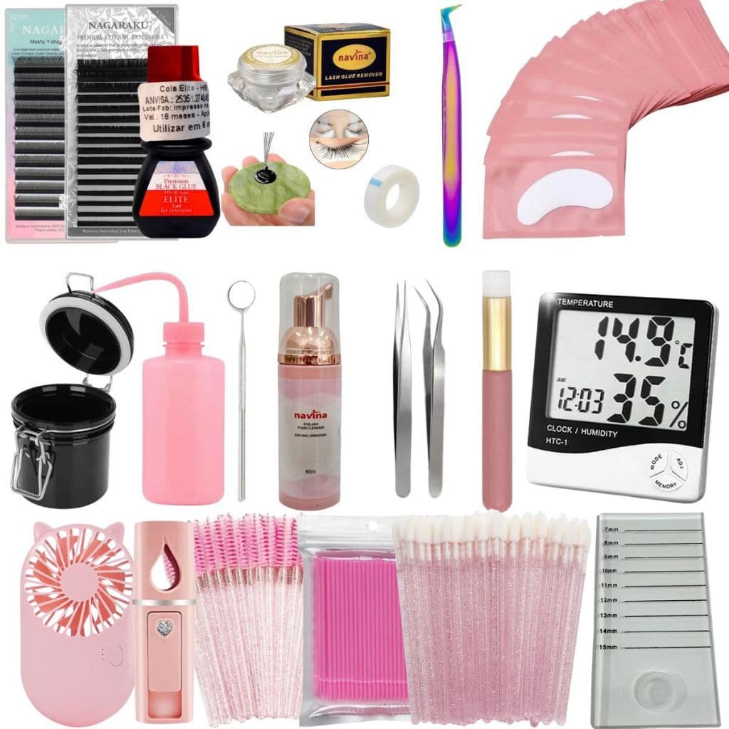 Kit Extensão Completo Iniciante Treino Cilios Nagaraku Y Profissional Alongamento Cílios Lash