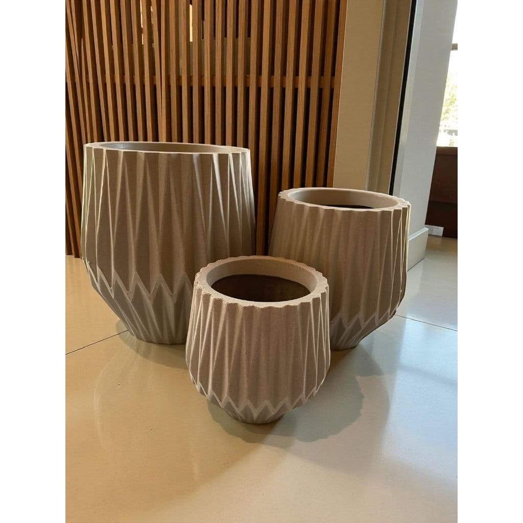 Kit 3 Vaso De Planta Origami P, M e G 22, 30 e 38 Cm, Sala, Jardim e Varanda