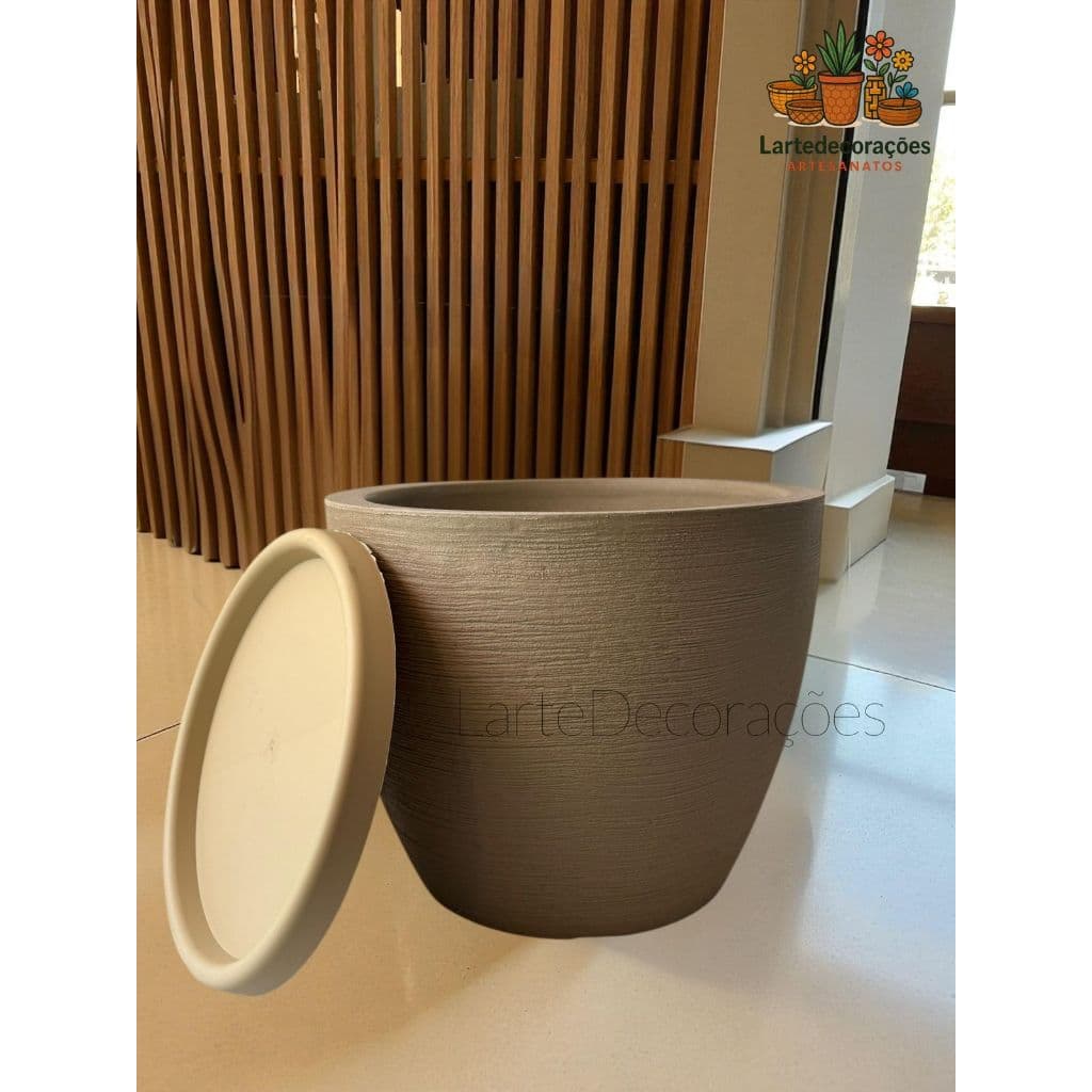 Vaso de Planta Decorativo Reciclável em Polietileno, Redondo Texturado 75