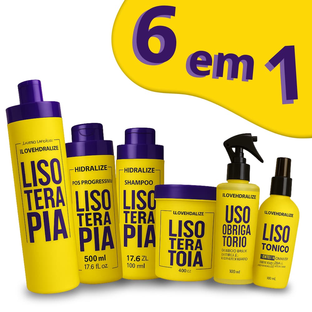 Kit 6 em 1 Lisoterapia Progressiva, Shampoo, Condicionador, Máscara,Tônico e protetor termico cabelo