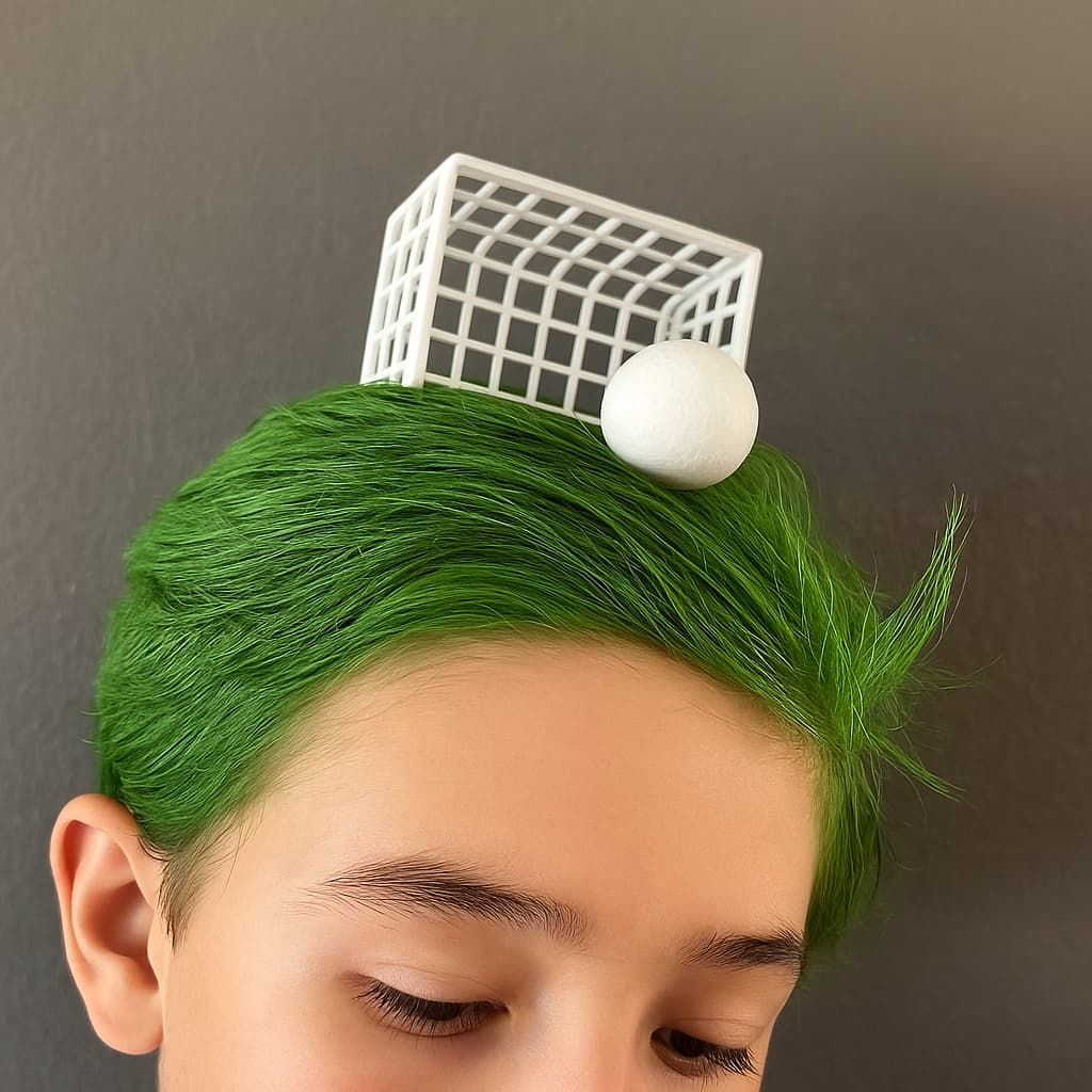Kit DIY Cabelo Maluco Futebol Trave, Bola + Tinta Spray 3 peças