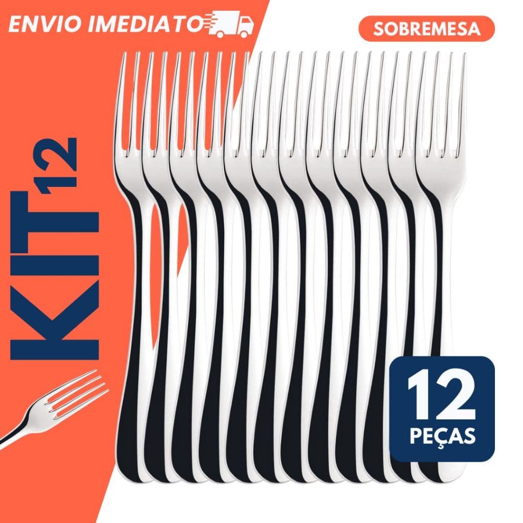 Kit Garfo de Sobremesa Aço Inox 16,5cm Talher Mesa Utensílio Festa Buffet Evento Casamento Cozinha