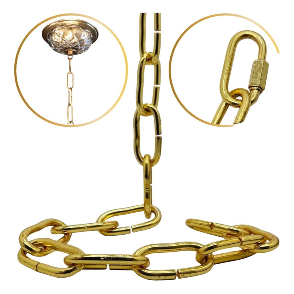 Corrente Para Lustre Dourada 1m Extensão Resistente Dourado