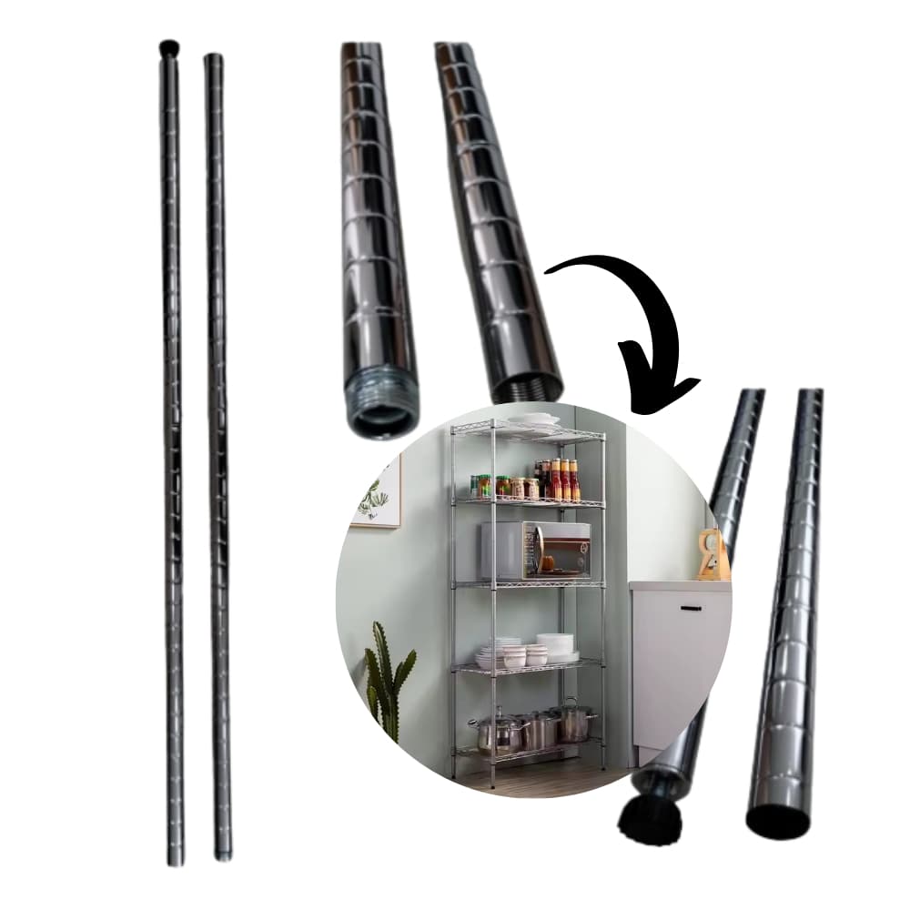 Kit 4 Hastes 2,5 Diametro para Estantes Aramadas Uteall Nsf 178,5cm Altura