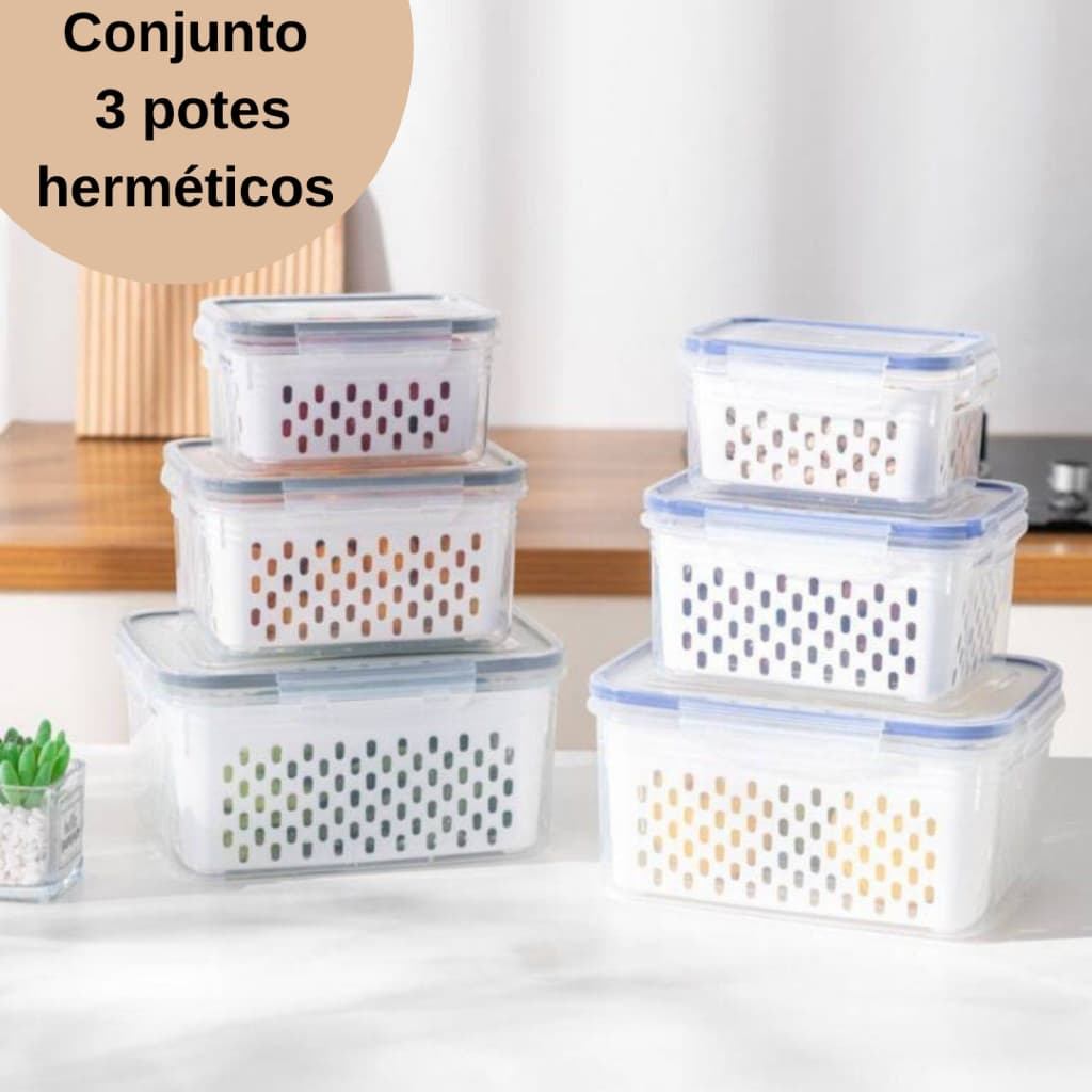 Pote hermético para armazenar geladeira