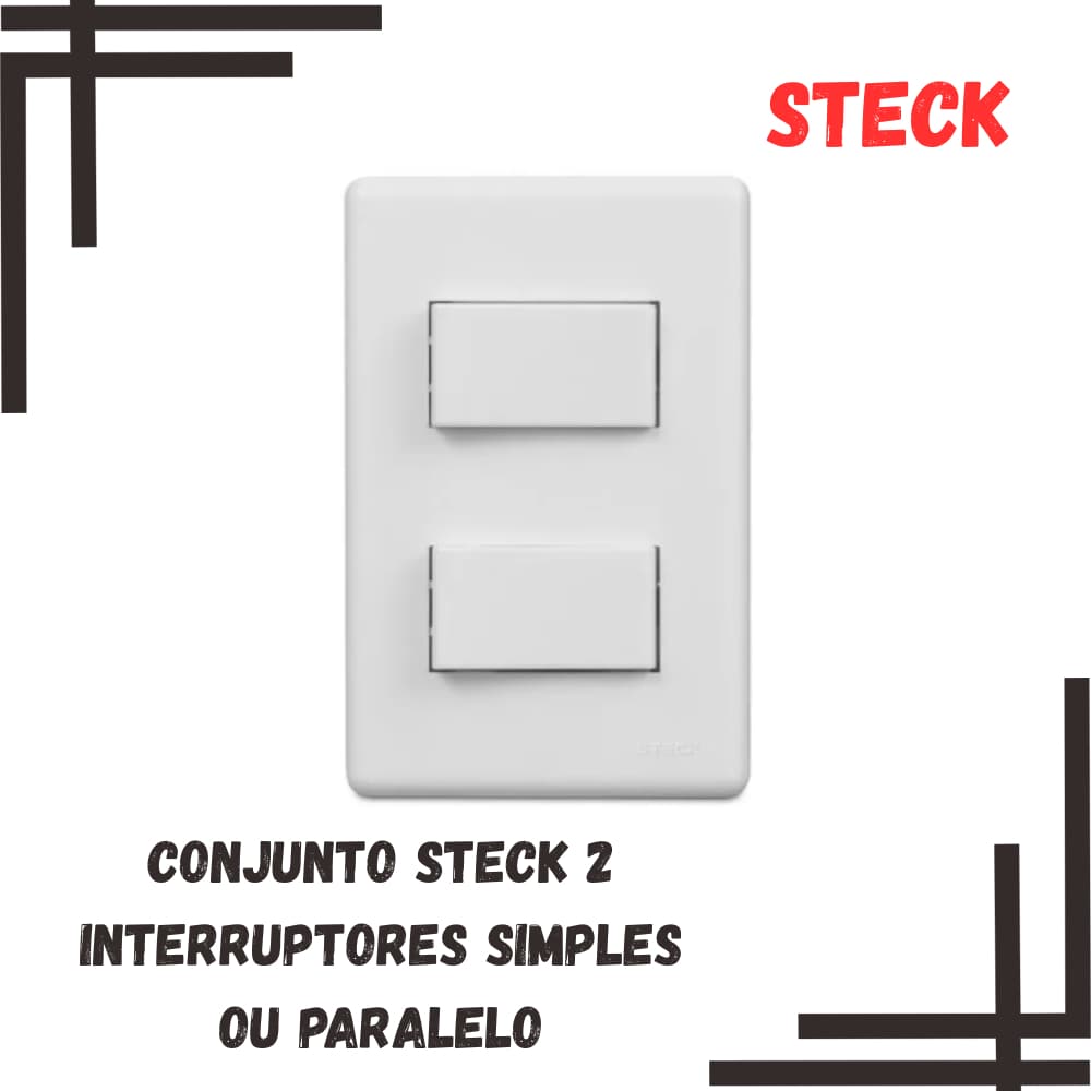 Conjunto 2 Interruptores Simples ou Paralelo Steck Linha Stella
