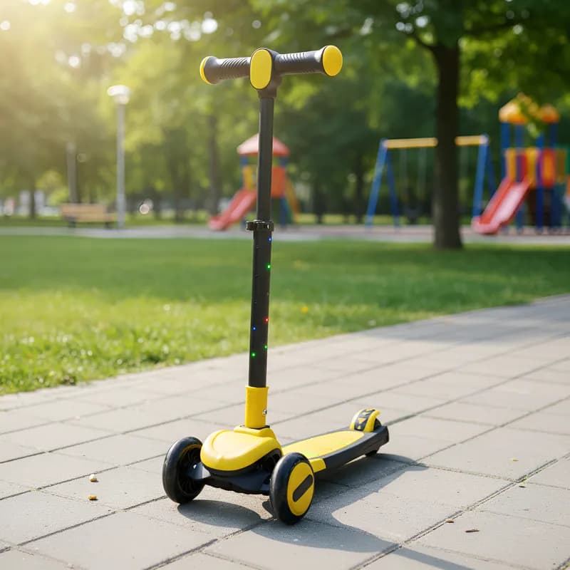 Patinete Infantil Criança 3 rodas Scooter Dobrável com Luzes  Led Resistente 50Kg DreamLight Amarelo