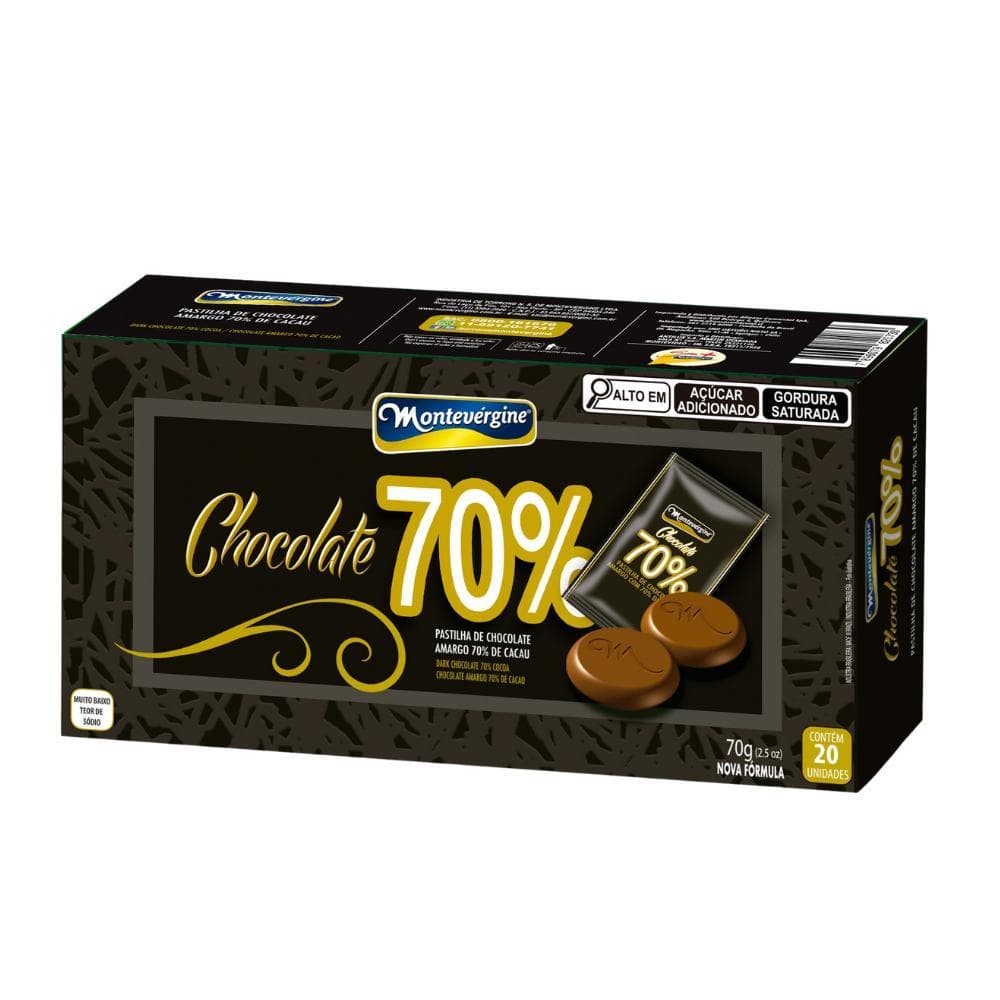 20 Pastilhas De Chocolate, 70% Cacau, Montevergine