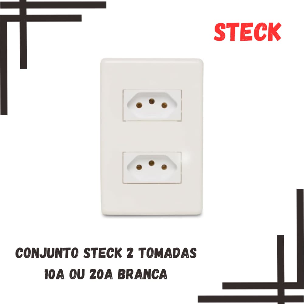 Conjunto 2 Tomadas 10A ou 20A Steck Linha Stella