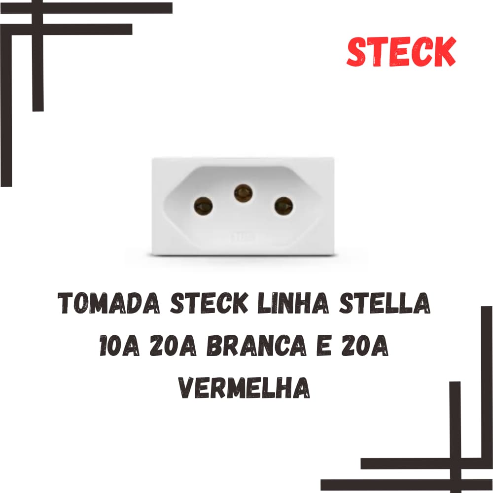 Módulo Steck Linha Stella - Tomada 2P+T (10A, 20A ou Vermelha 20A)