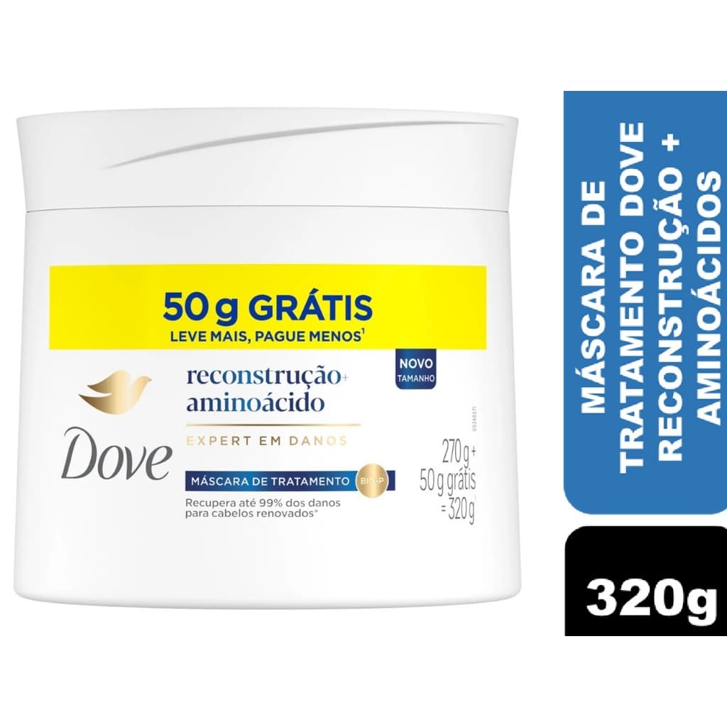 Máscara De Tratamento 2 Em 1 Dove Reconstrução e Aminoácido 320g
