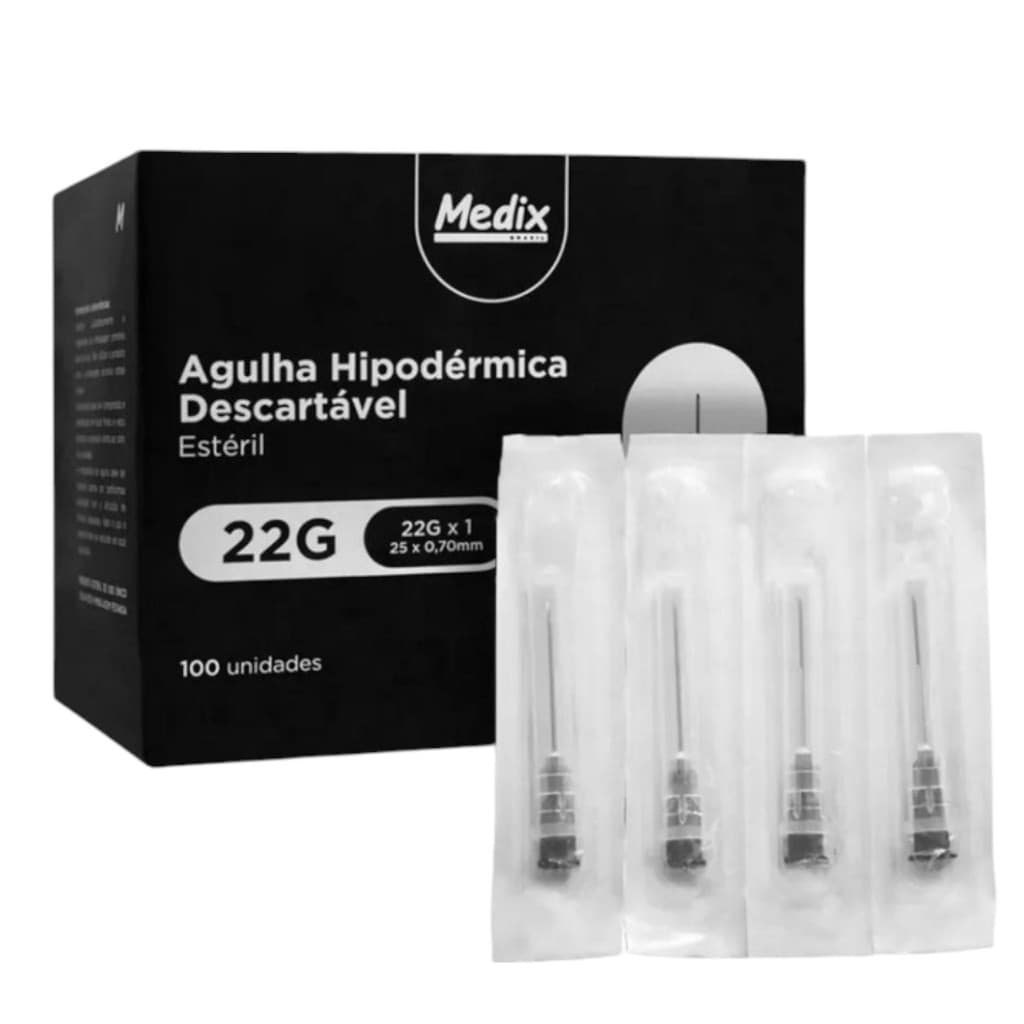 Agulha HiPodérmica Descartável 25x0,70mm - Medix Cx/100 Un
