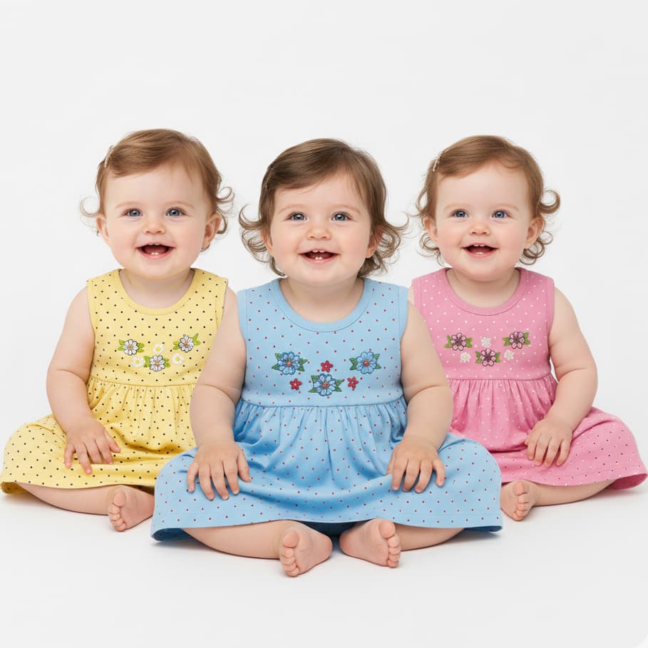 Kit 3 Vestidos Infantil Bebê Menina Básico Super Confortável Lançamento