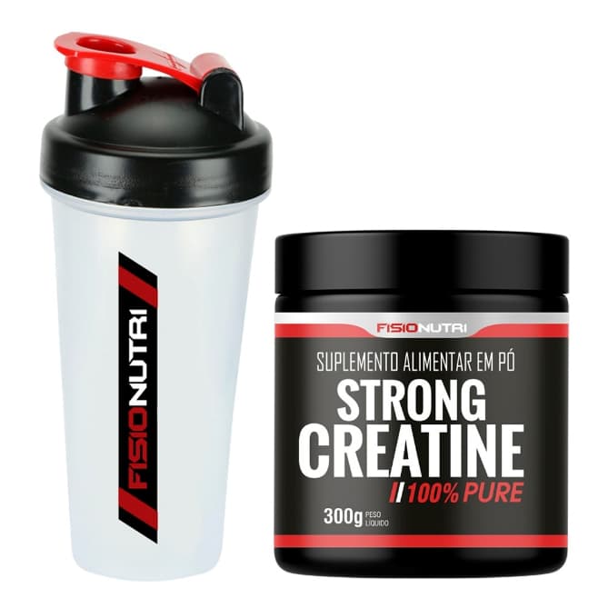 Kit 1 Strong Creatine 300g + 1 Coqueteleira 600ml - Fisio Nutri