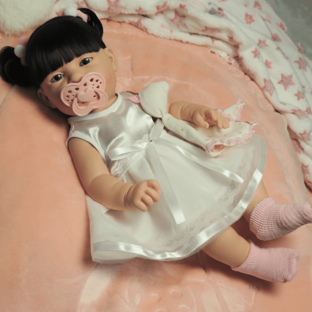 Boneca Bebe Mia Com Vestido Luxo Batismo e Body Premium Acessórios