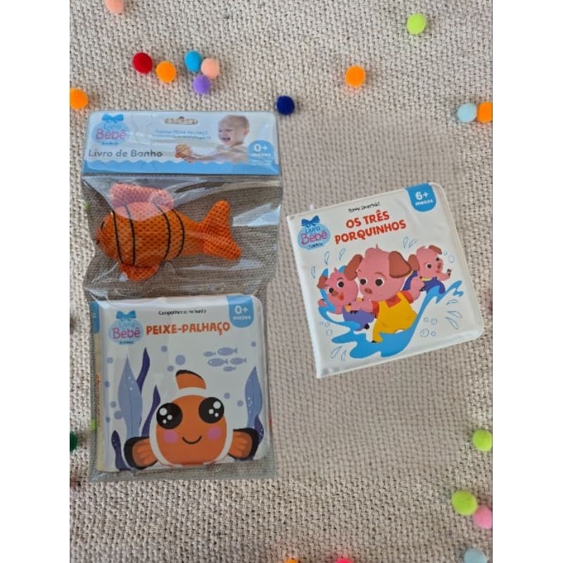 Livros de Banho | Peixe para banho | Com brinquedo | Os Três Porquinhos | 6m+