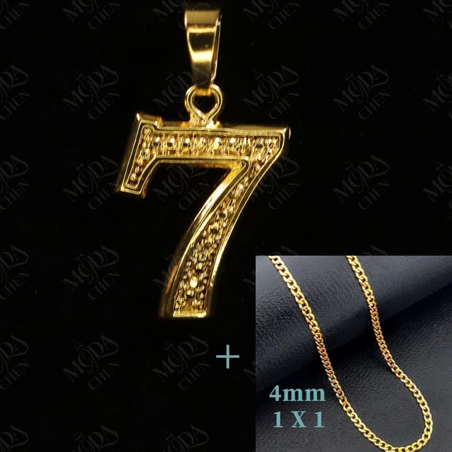 Corrente  Dourado  Aco Inox  4 mm  Com Pingente Banhado a Ouro 18K