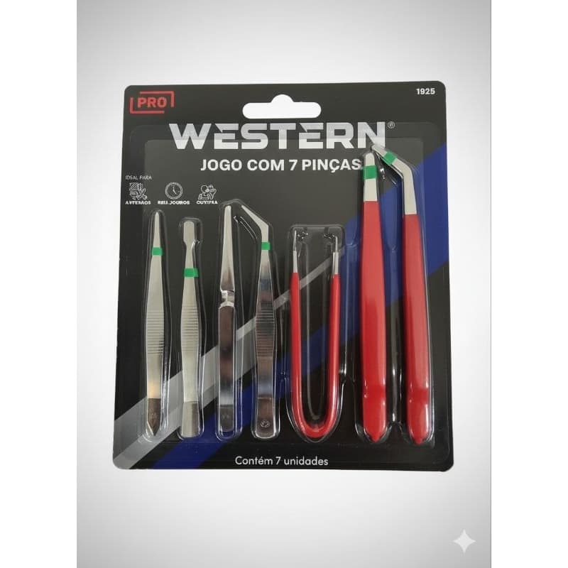 Kit Jogo Pincas Costura E Pequenos Reparos Eletrônicos 7pçs WESTERN