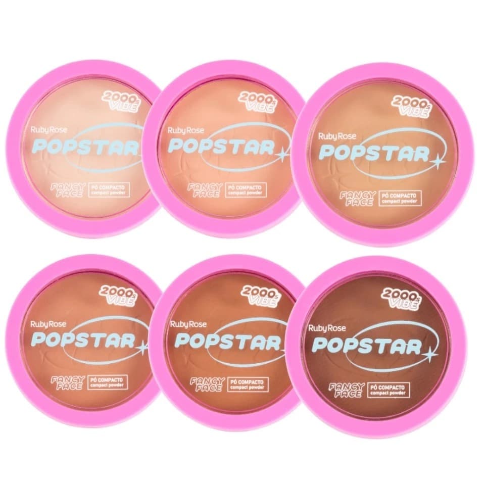 PÓ COMPACTO FANCY FACE POPSTAR RUBY ROSE: ACABAMENTO AVELUDADO, MATTE NATURAL E CONTROLE DE OLEOSIDADE