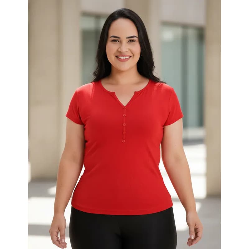 Blusa Feminina Plus Size com Botões – Malha Fresca e Confortável para o Dia a Dia PROMOÇÃO !!