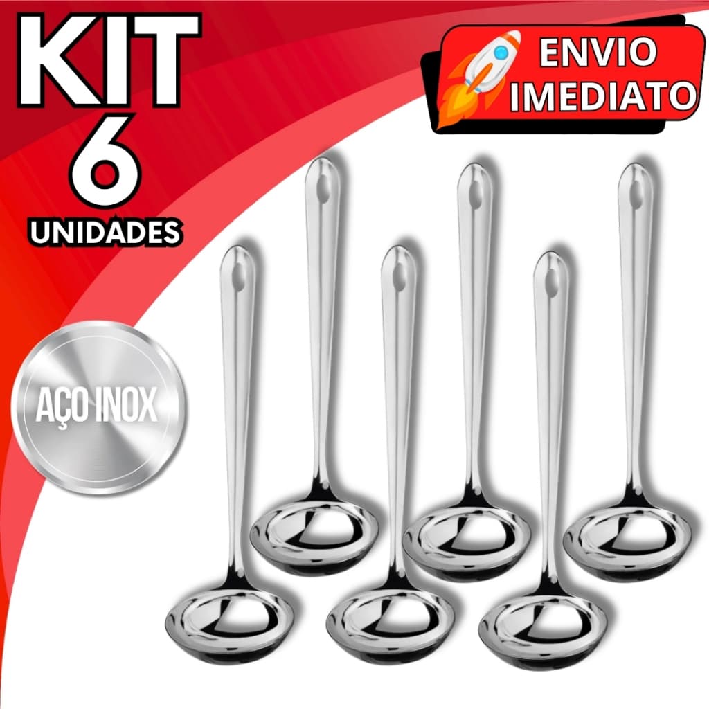 KIT 2/3/6 Unid Concha de Feijão Aço Inox GRANDE Resistente para Servir Molho Feijão Sopa Caldo para Casa Restaurante