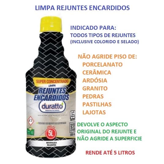 OFERTA Limpa Rejuntes Encardidos Limpador Concentrado 500ml Duratto