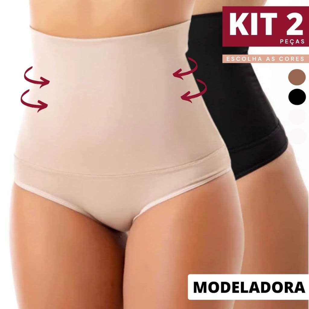 Kit 2 Cinta Modeladora Cós Alto Duplo Suplex Alta Compressão Rita Não Marca