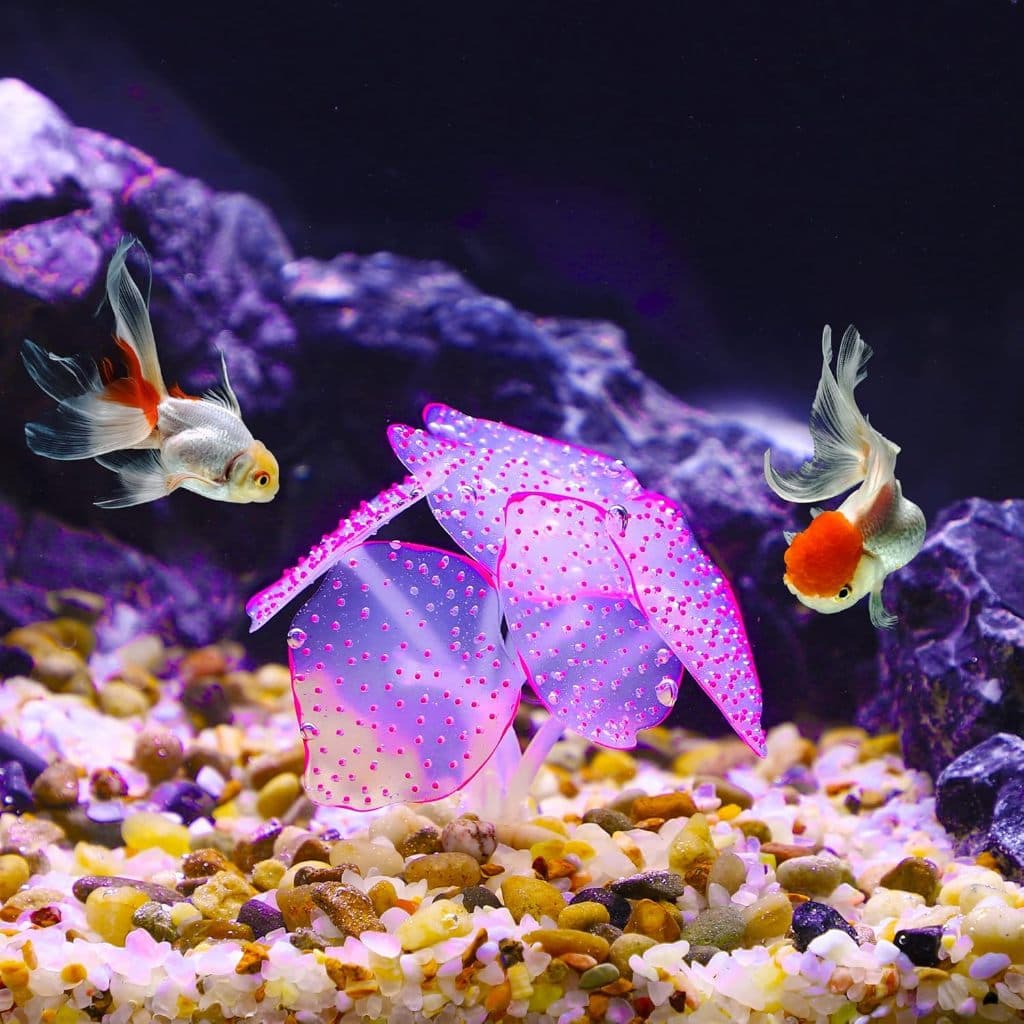 Coral de simulação de aquário brilhante de silicone macio com ventosa, coral artificial aquático fluorescente p decorar
