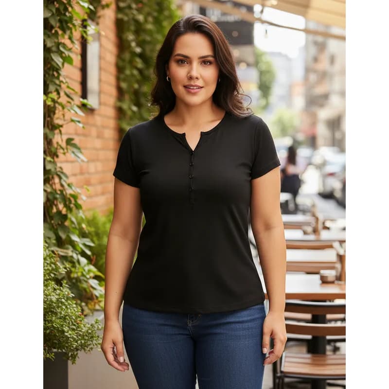 Blusa Feminina Plus-size, Modelo camisete, Com tecido Fresco, Tecido respirável, Malha fresca!!