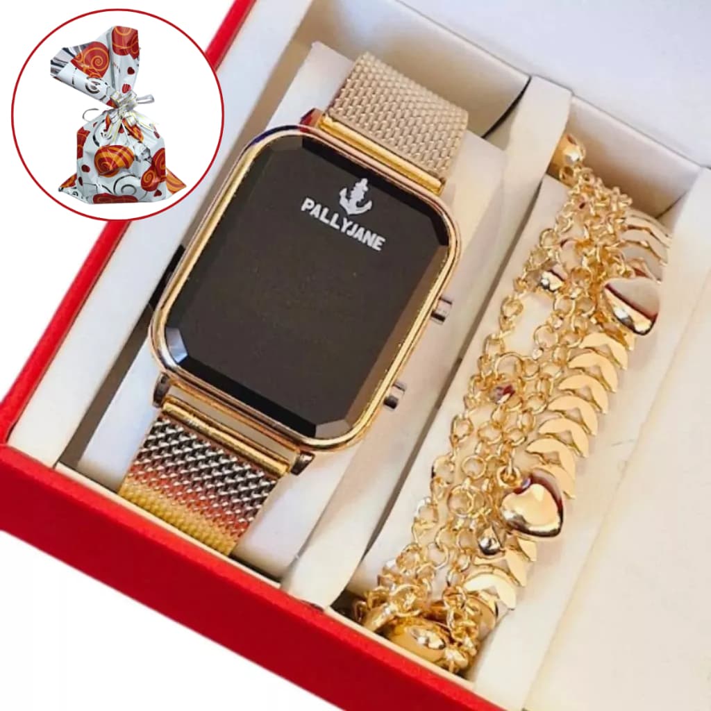 Relógio Feminino Digital à Prova D'água + Pulseira feminina  cores com caixa -  presente de natal, presente dia das mães