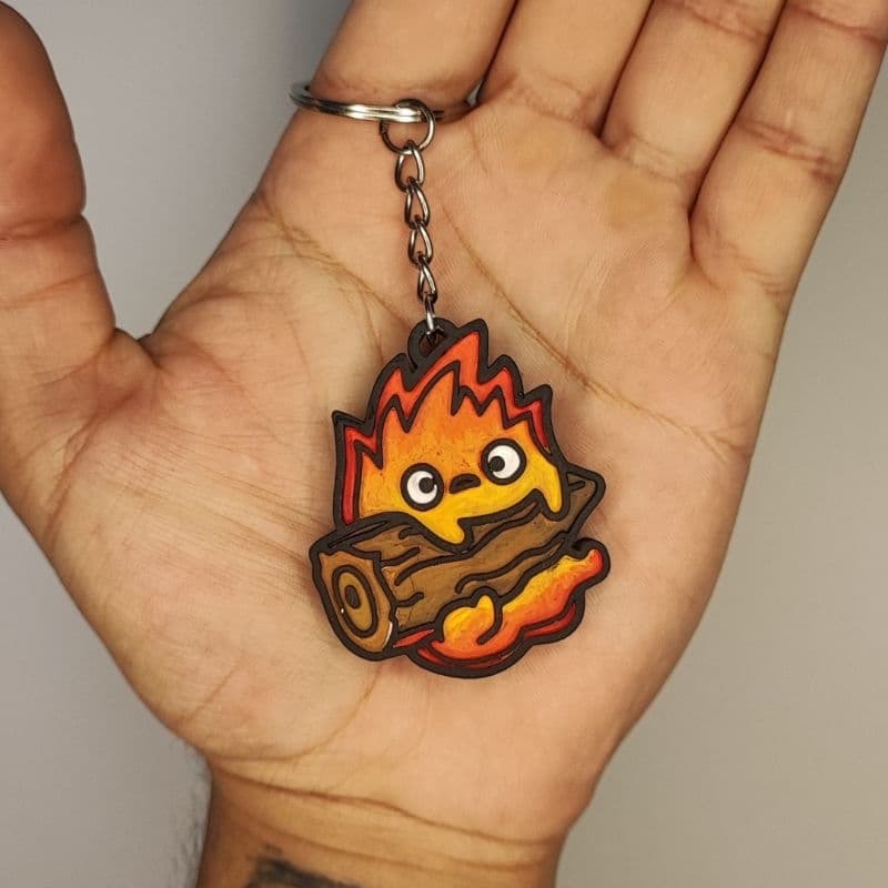 Chaveiro Calcifer - Filme "O Castelo Animado" Studio Ghibli feito a mão, Anime.