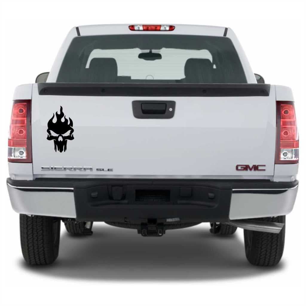 Adesivo Lataria Carro Pick-up Parede - Tattoo Skull 15x26cm
