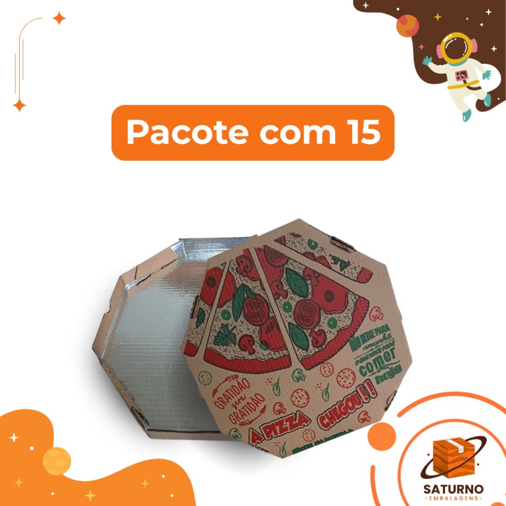 Caixa Laminada Para Pizza 15 Unidades 20 a 40cm Resistente Térmica Embalagem Delivery Pizzaria