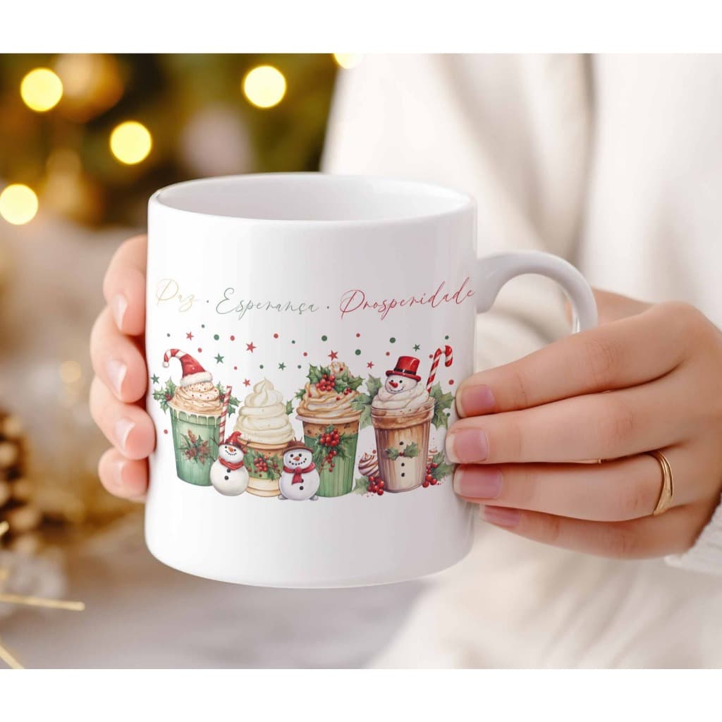 Caneca Personalizada Minimalista com Tema de  Natal