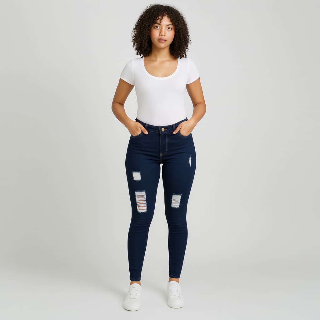 Calça Feminina Skinny Jeans Cintura Alta Stretch Justa Modeladora
